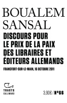 Discours pour le prix de la paix des libraires et éditeurs allemands