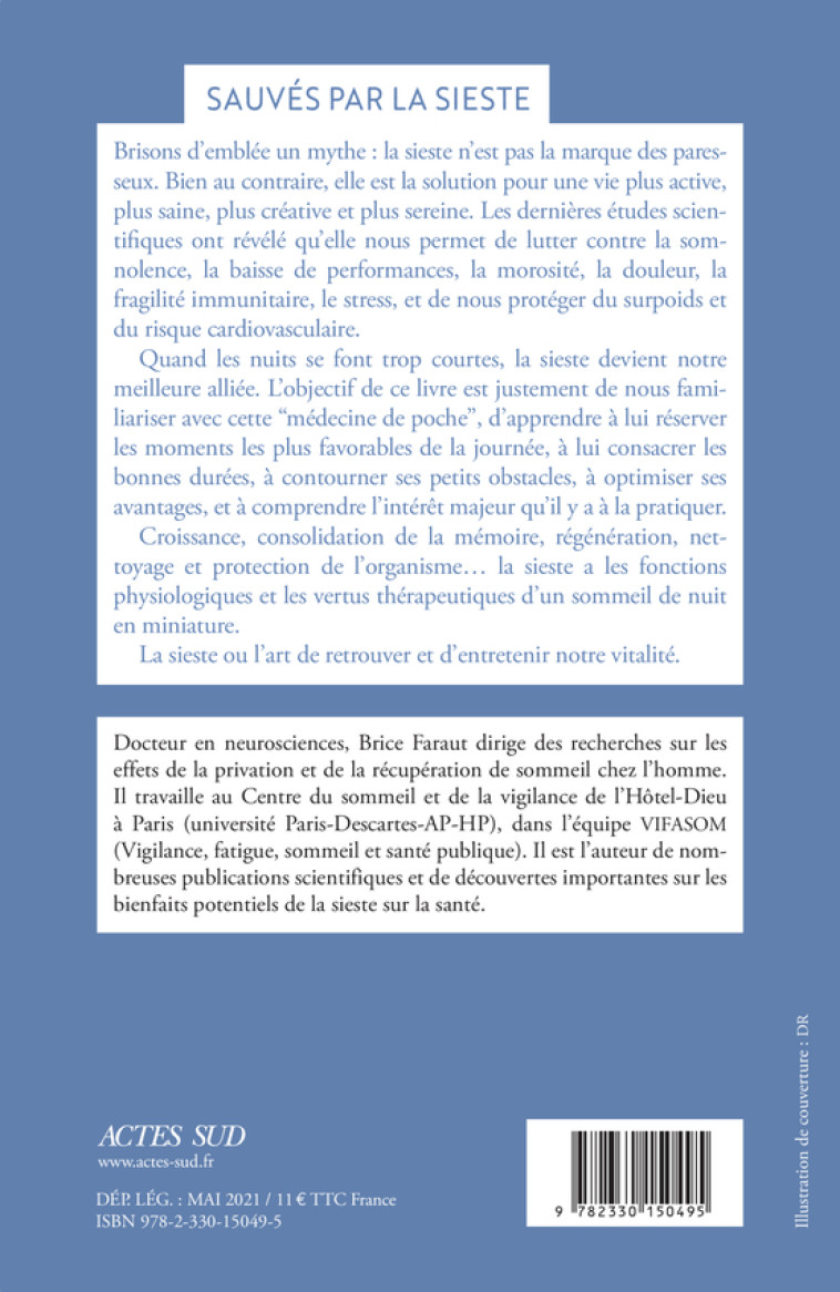 Sauvés par la sieste - Brice Faraut - ACTES SUD