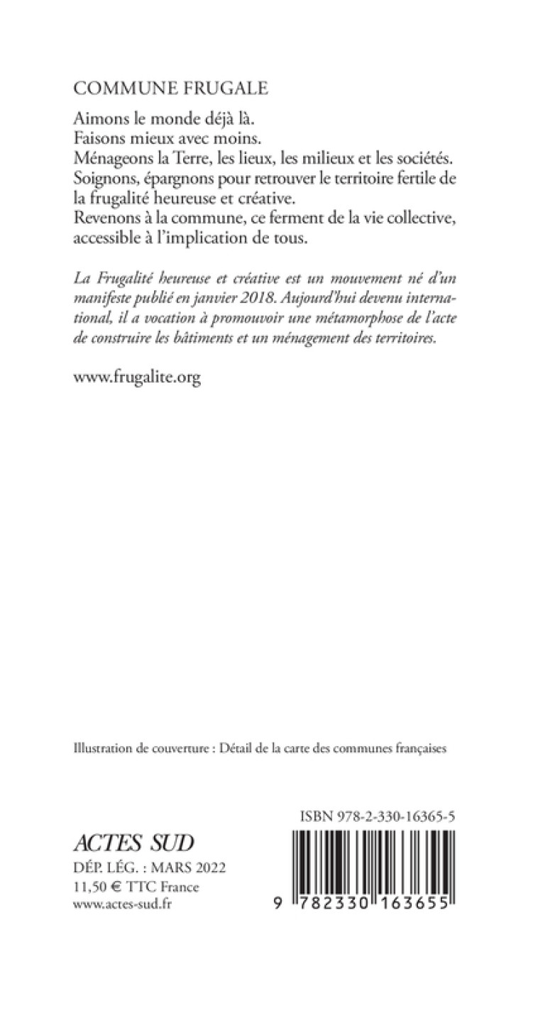 Commune frugale -  Collectif - ACTES SUD