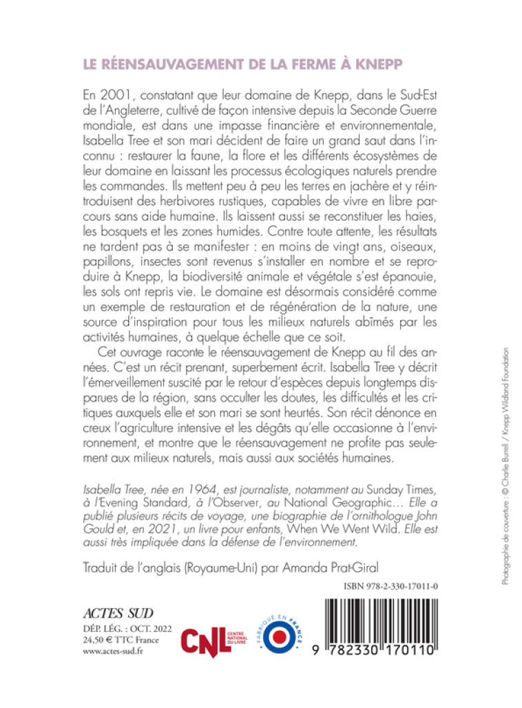 Le réensauvagement de la ferme à Knepp - Isabella Tree - ACTES SUD