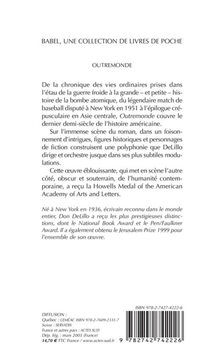 Outremonde - Don Delillo - ACTES SUD