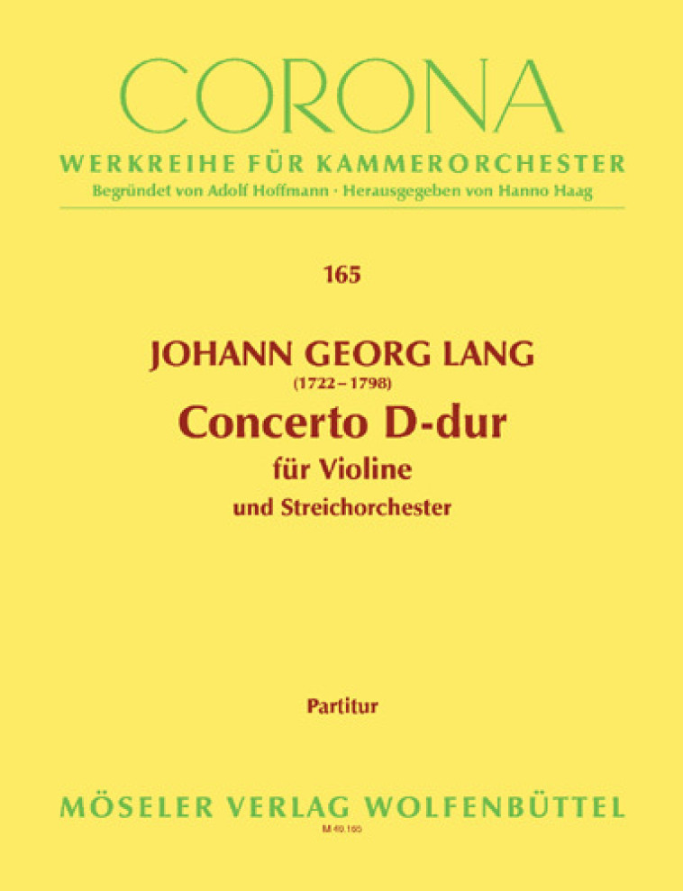 Concerto D major - Johann Georg Lang - SCHOTT