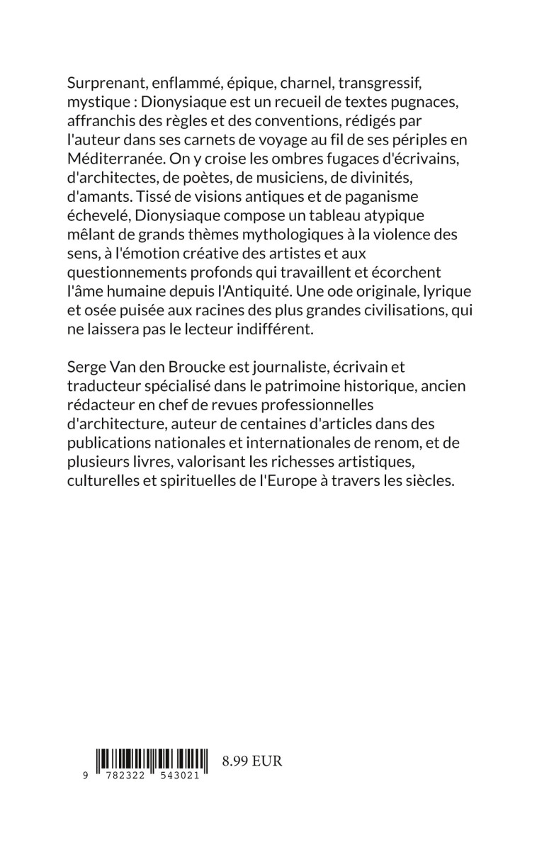 Dionysiaque -  VAN DEN BROUCKE SERGE, Serge Van Den Broucke - BOOKS ON DEMAND