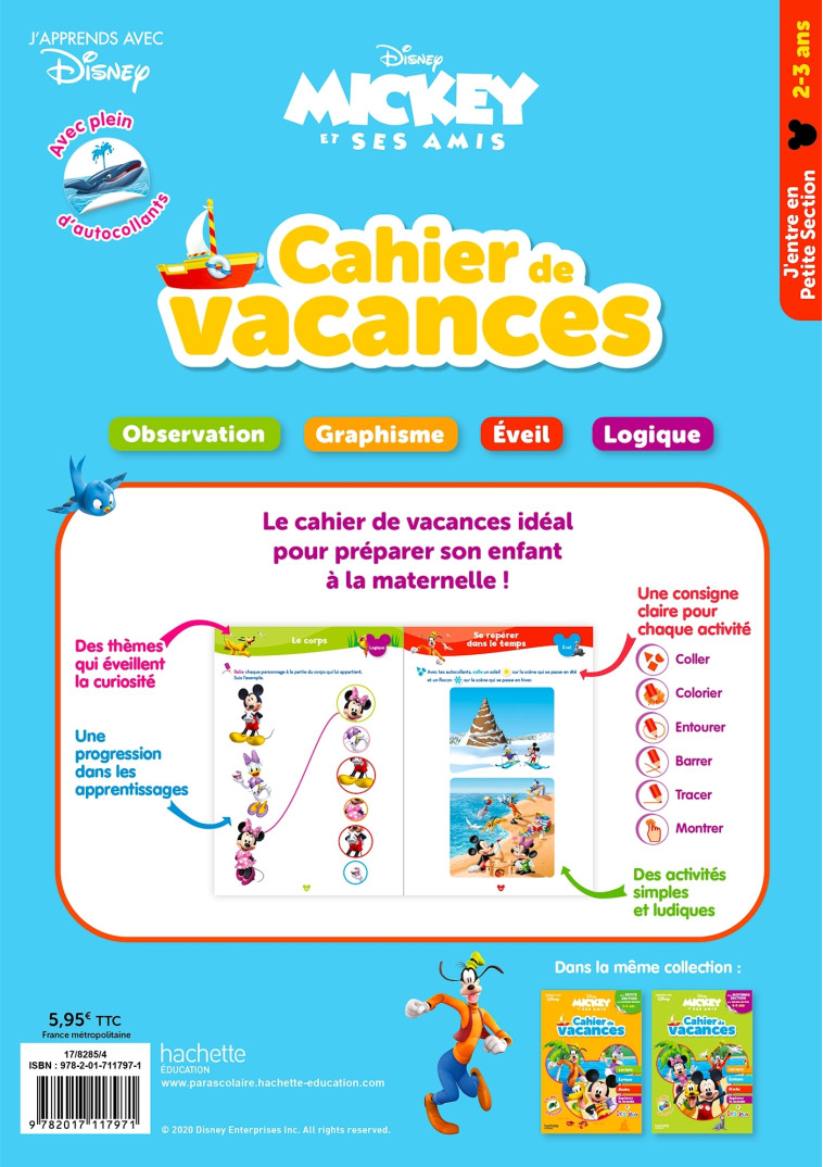 Disney - Mickey - J'entre en Petite Section - Cahier de vacances 2025 -  ,   - HACHETTE EDUC