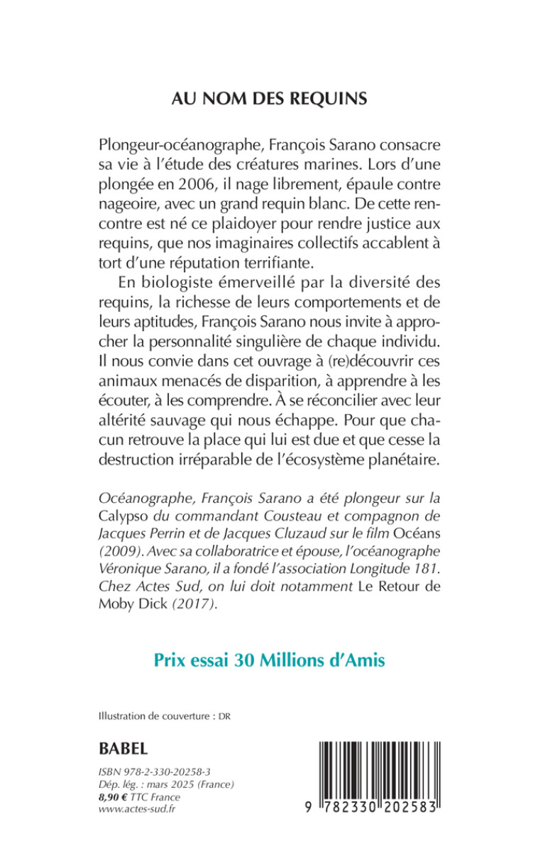 Au nom des requins - François Sarano, Marion Sarano, Sandra Bessudo, François Sarano, Marion Sarano, Sandra Bessudo - ACTES SUD