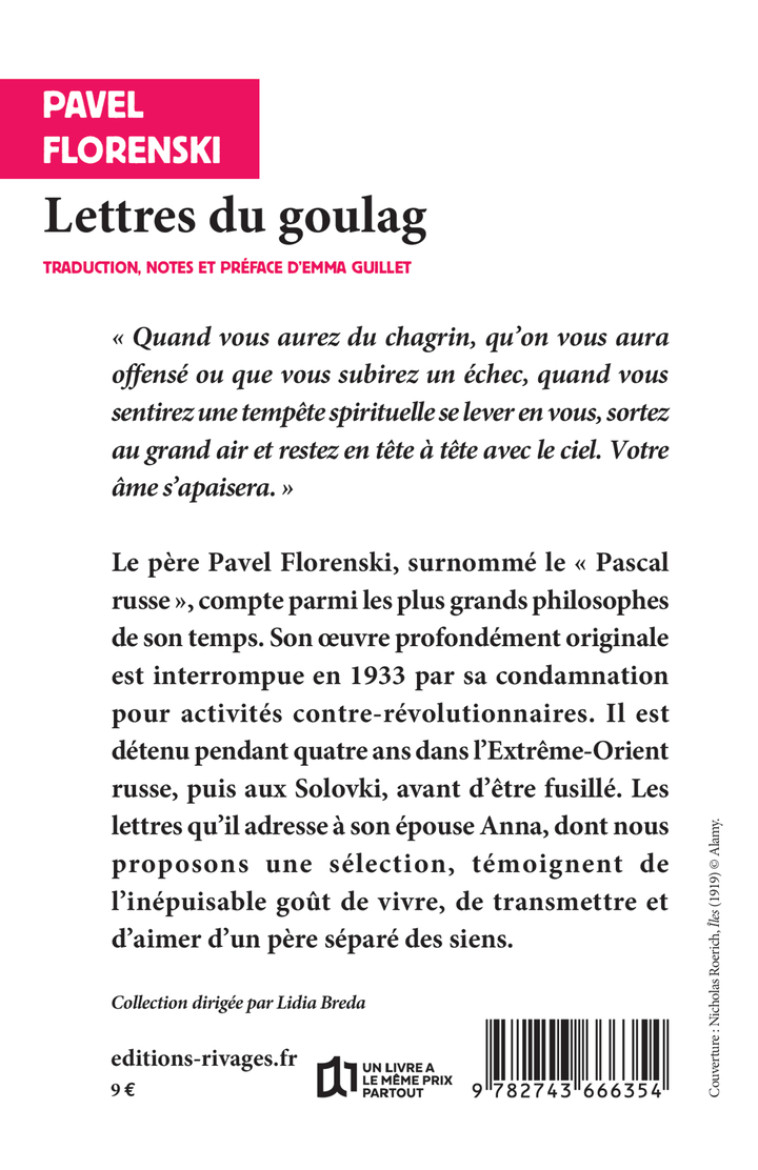 Lettres du goulag - Pavel Florenski, Emma Guillet, Pavel Florenski, Emma Guillet, Emma Guillet - RIVAGES