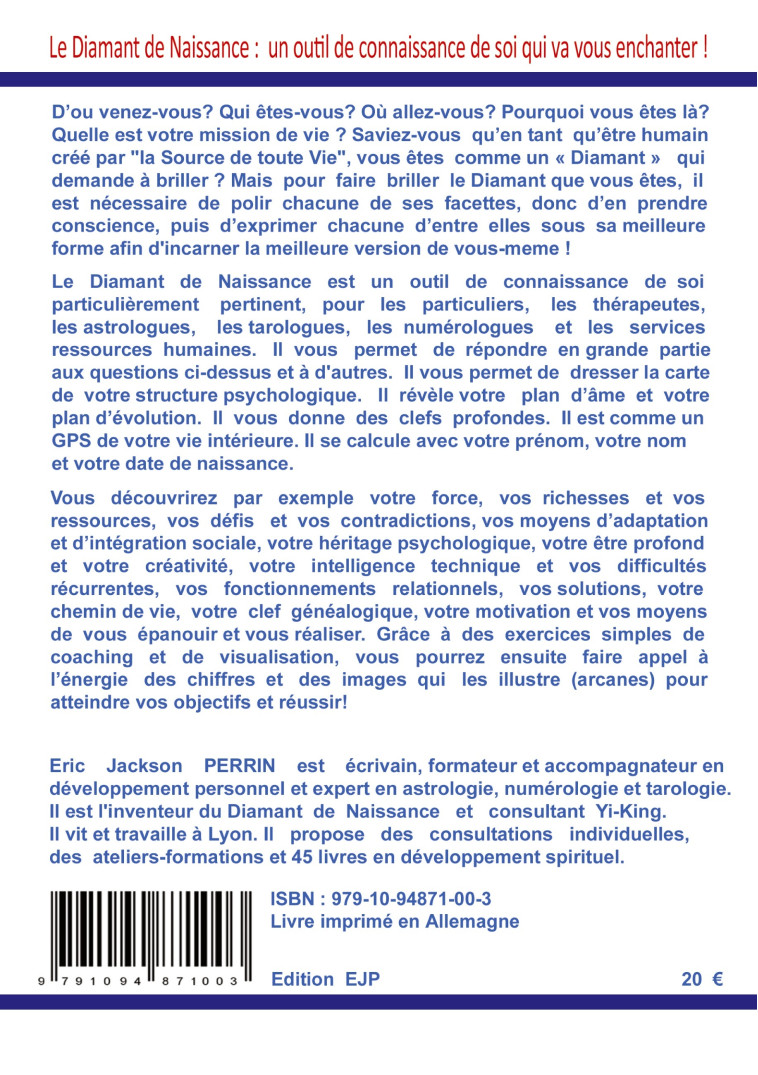 Le diamant de naissance - Eric Jackson Perrin - EJP