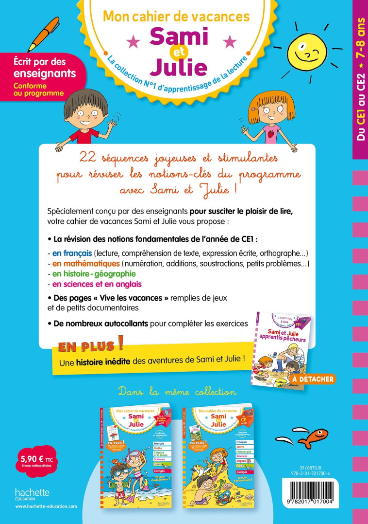Sami et Julie - Du CE1 au CE2 - Cahier de vacances 2025 - Thérèse Bonté, Stéphanie Neumayer, Philippe Razet, Alexia Maynart, Thérèse Bonté, Stéphanie Neumayer, Philippe Razet, Alexia Maynart - HACHETTE EDUC