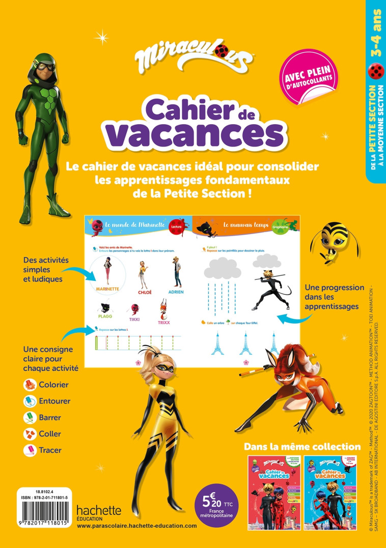 Miraculous - De la Petite à la Moyenne section - Cahier de vacances 2025 -  - HACHETTE EDUC