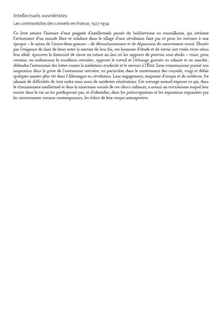 Intellectuels ouvriéristes - Bruno David - PU PROVENCE