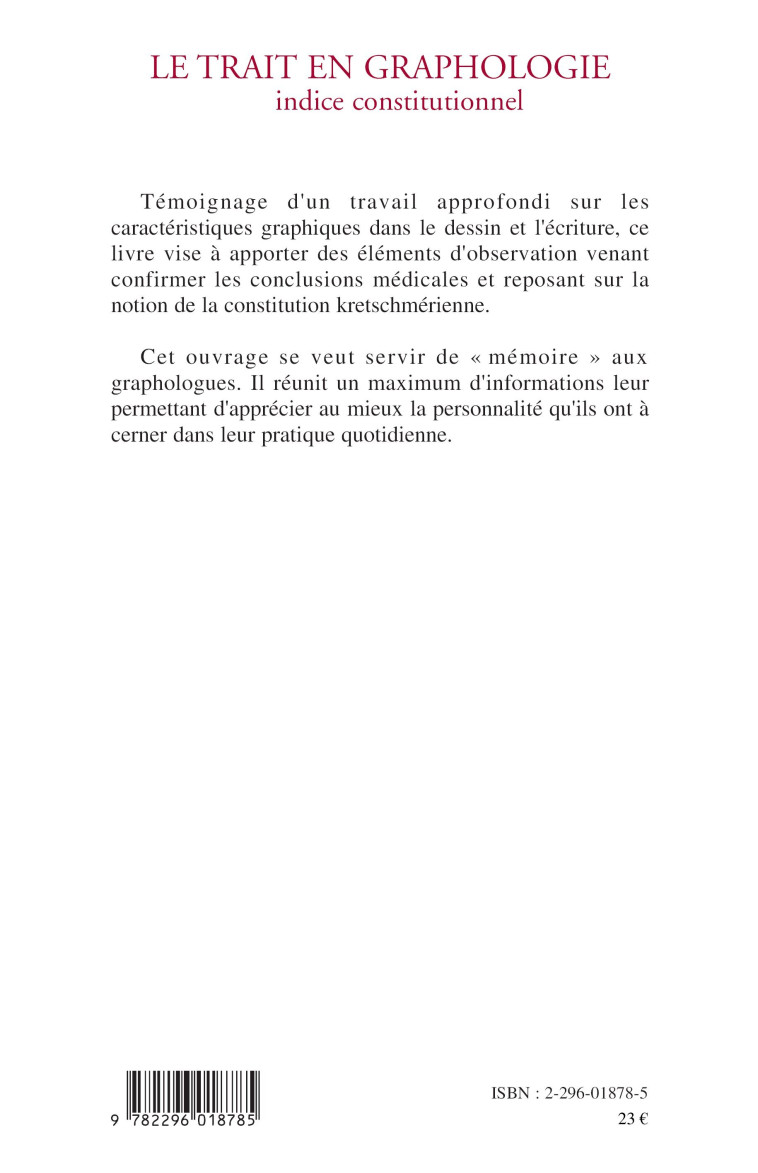 Le trait en graphologie - Fanchette Lefebure, Claude Van Den Broek D'Obrenan - L'HARMATTAN