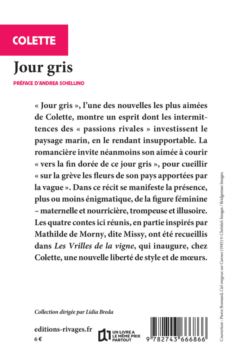 Un jour gris -  COLETTE, Andrea Schellino - RIVAGES
