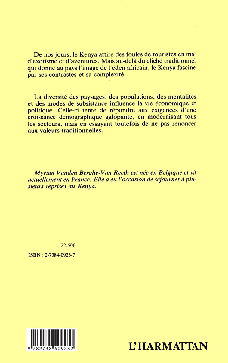 Le Kenya - Myriarn Vanden Berghe - L'HARMATTAN