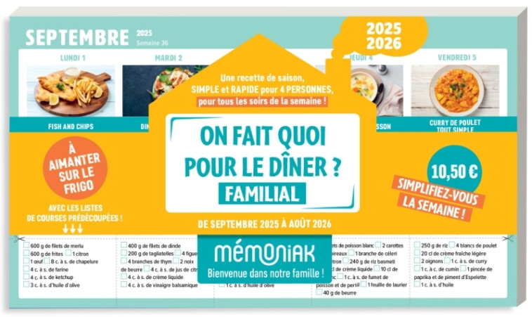 On fait quoi pour le dîner familial à aimanter sur le frigo 2025-2026 -  - 365 PARIS