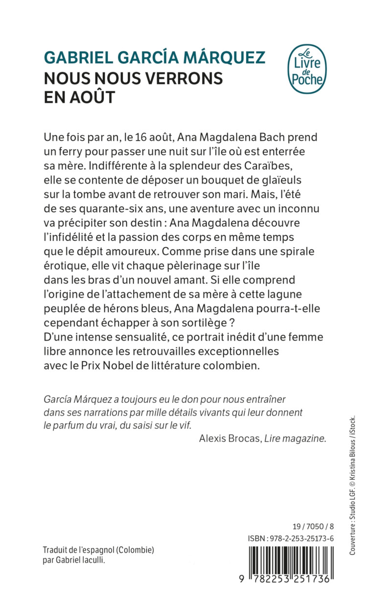 Nous nous verrons en août - Gabriel García Márquez - LGF